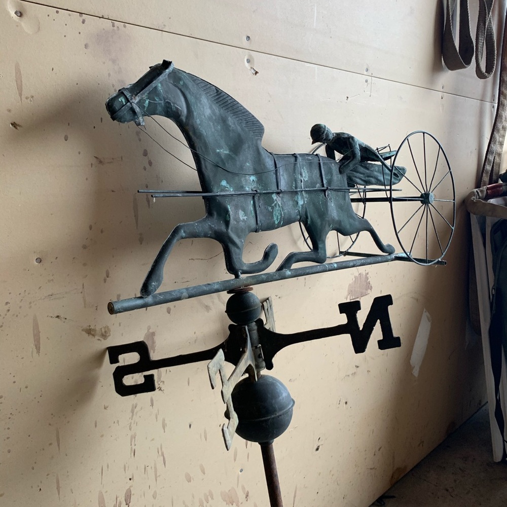 Authentic copper Sulky Rider Weather Vane - Picture 3 of 14